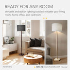 Floor Lamp Natural Rubberwood 58 Inches Three Way Tall-2