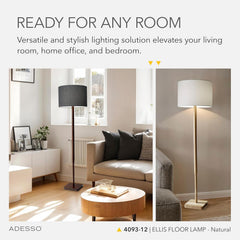 Floor Lamp Natural Rubberwood 58 Inches Three Way Tall-2