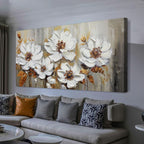 Premium Canvas Textured Floral Wall Art 58x29 Inches-1