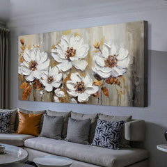 Premium Canvas Textured Floral Wall Art 58x29 Inches-1