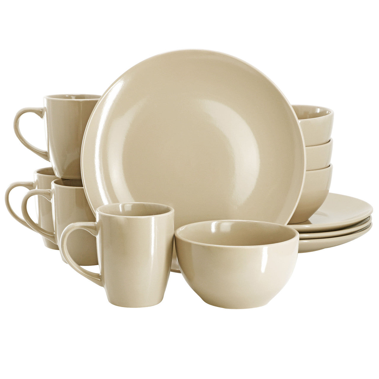 Gibson Home Everyday Plus 12 Piece Stoneware Dinnerware Set in Cream-0