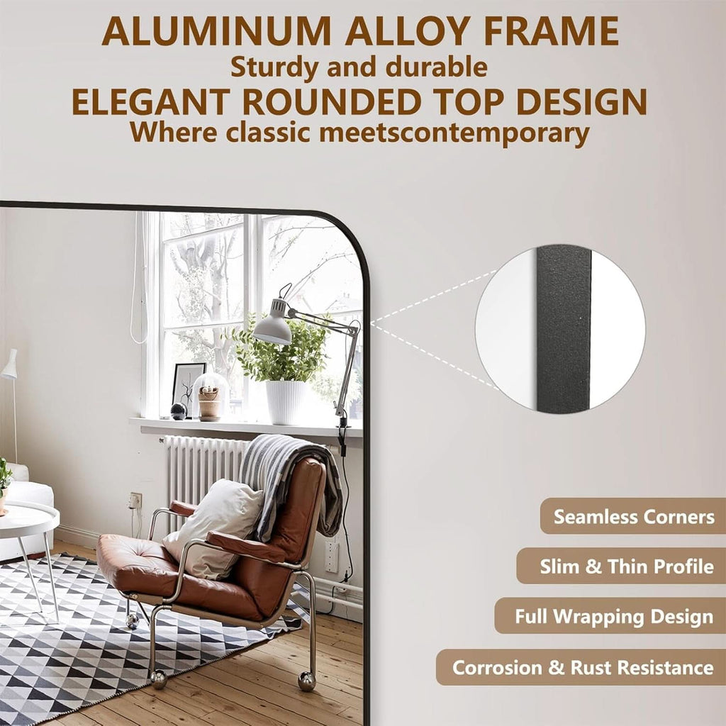 Full Length Floor Mirror 76x34 Inches MidnightBlack-2