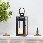 12'' High Metal Decorative Candle Lantern (Black)-2