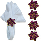 Charlo's Set of 4 Pink Party Delicate Flower Napkin Rings for Wedding, Thanksgiving, Christmas, Wedding, Banquet, Birthday-0