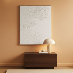 White Textured Ocean Waves Hand painted 45x30 Framed-0