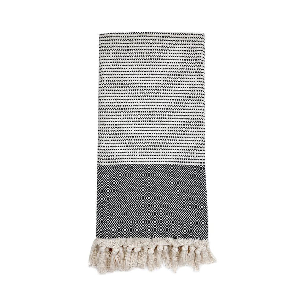 DOTTY DIAMOND BLACK TURKISH TOWEL-4