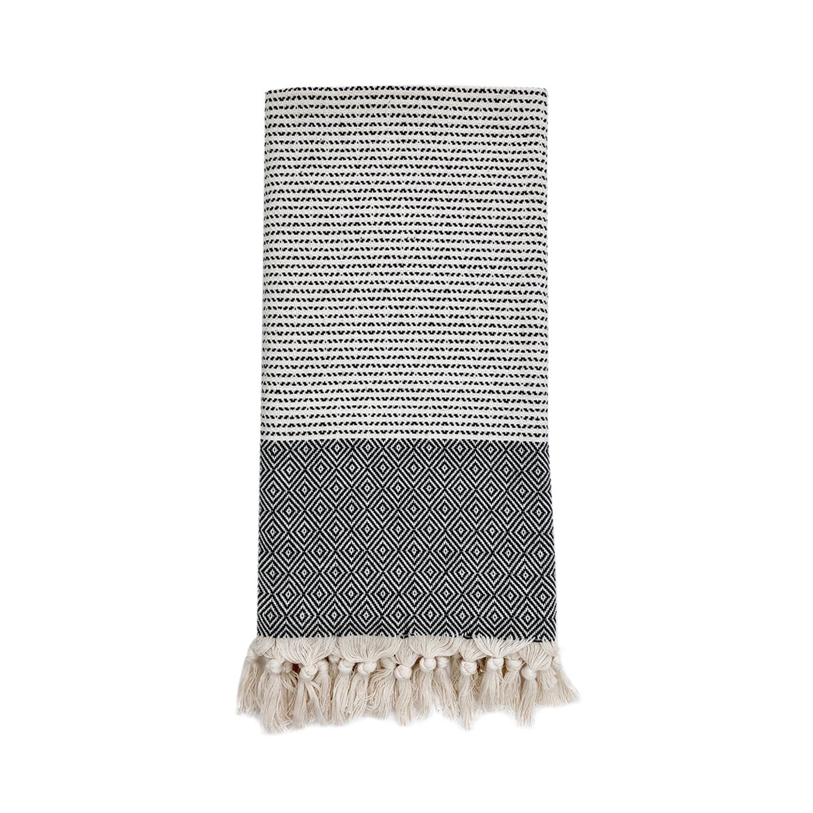 DOTTY DIAMOND BLACK TURKISH TOWEL-4