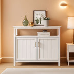White Buffet Cabinet With 2 Doors And Adjustable Shelf-4