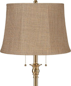 58 Inch Floor Lamp Antique Brass Burlap-1
