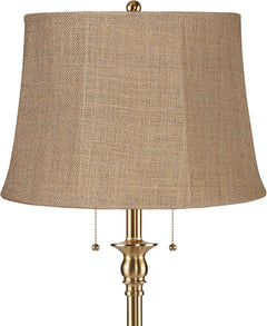 58 Inch Floor Lamp Antique Brass Burlap-1