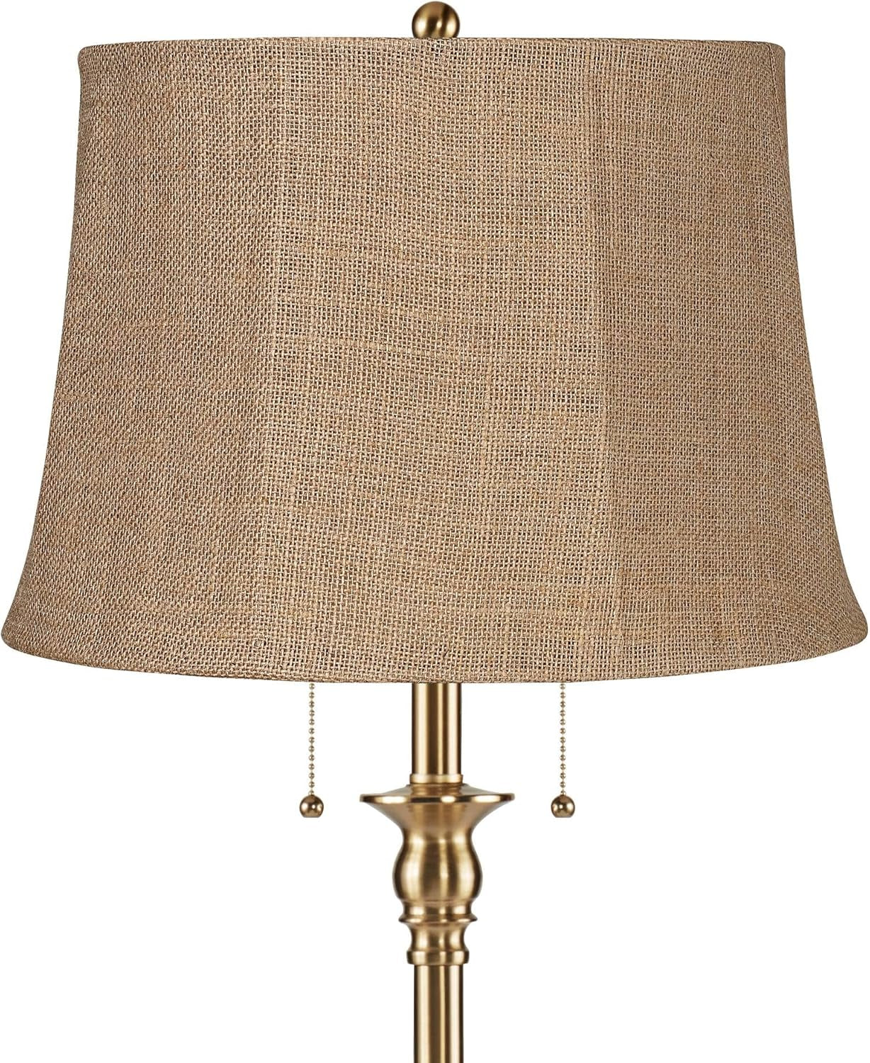 58 Inch Floor Lamp Antique Brass Burlap-1