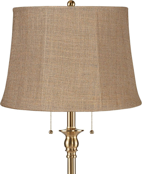58 Inch Floor Lamp Antique Brass Burlap-1
