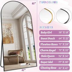 81-Inch Matte Black Arched Full-Length Floor Mirror-3
