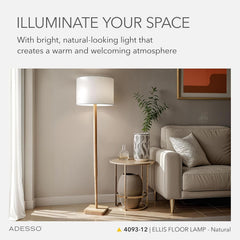 Floor Lamp Natural Rubberwood 58 Inches Three Way Tall-1