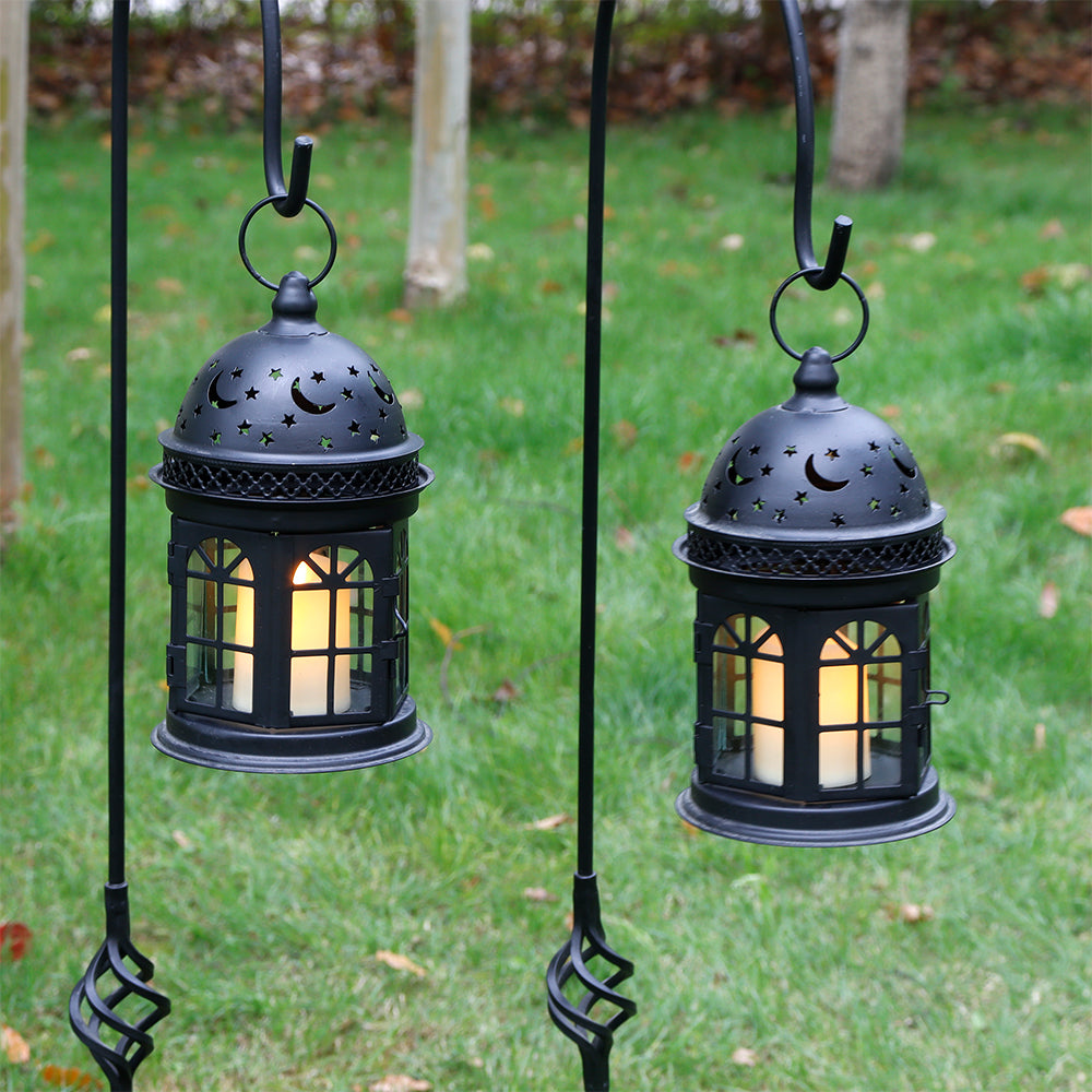 8.5'' H Metal Vintage Hanging Candle Holder Decorative Lanterns (Set of 2)-3