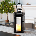 12'' High Metal Decorative Candle Lantern (Black)-0