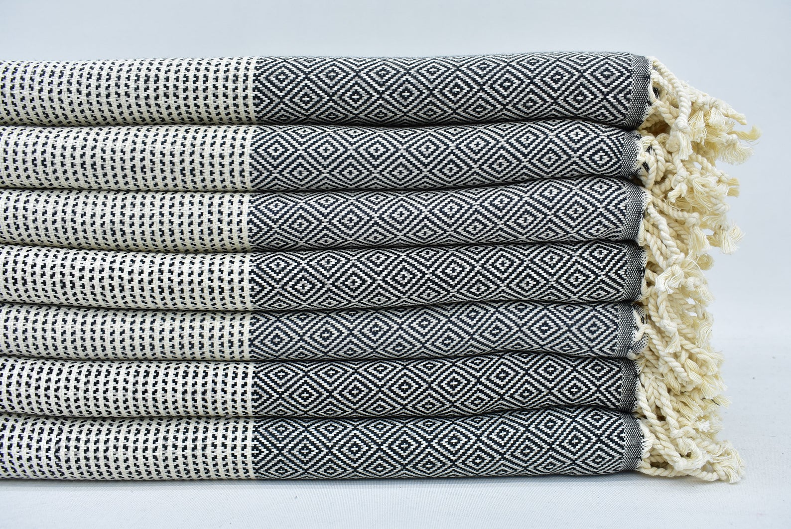 DOTTY DIAMOND BLACK TURKISH TOWEL-3
