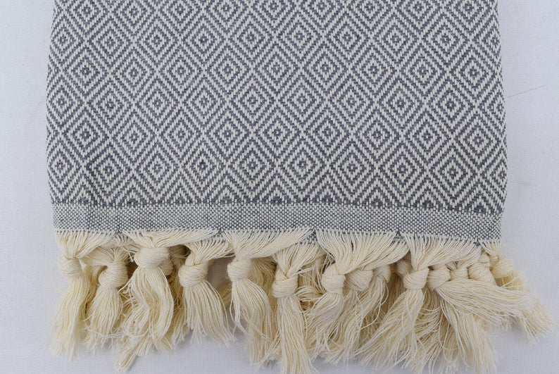 DOTTY DIAMOND GREY TURKISH TOWEL-3
