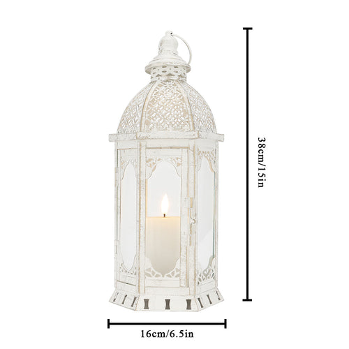 15''H Outdoor Candle Lanterns Vintage Metal Candle Holder-1