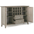 Rustic Gray Pine Wood Sideboard Buffet With Wine Storage-2