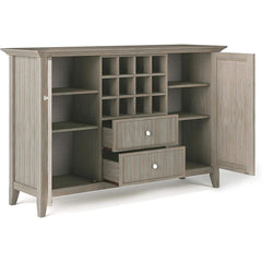 Rustic Gray Pine Wood Sideboard Buffet With Wine Storage-2