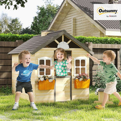 Wooden Outdoor Play house With Working Door Windows-1