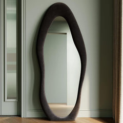 63 Inch Full Length Mirror Black Flannel Wrapped Frame-1