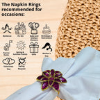 Charlo's Set of 4 Pink Party Delicate Flower Napkin Rings for Wedding, Thanksgiving, Christmas, Wedding, Banquet, Birthday-3