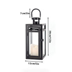 12'' High Metal Decorative Candle Lantern (Black)-4