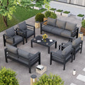 Aluminum Patio Set 7 Piece With Waterproof Covers Grey-0