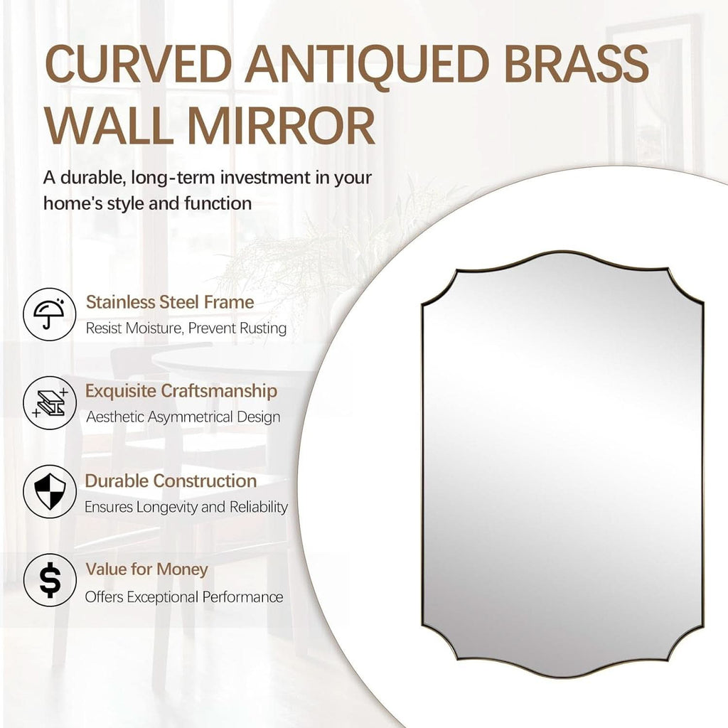 Stainless Steel Wall Mount Vanity Mirror 22x30 Asymmetrical Frame-3