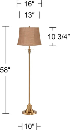 58 Inch Floor Lamp Antique Brass Burlap-3