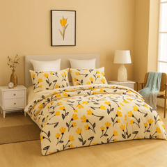 DaDa Bedding Yellow Fleur Floral Duvet Cover Set-0