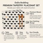 DaDa Bedding Set of 4-Pieces Valentine's day Yellow & Black Hearts Tapestry Dining Table Placemats 13” x 19” (18113)-1