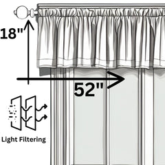 DaDa Bedding Denim Blue Elegance Striped Floral Window Curtain Valance - 18" x 52" (JHW-660)