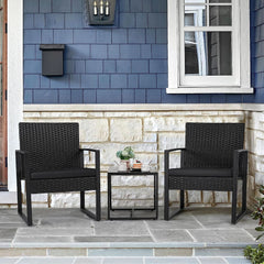 Black Cushioned Outdoor All Weather Patio Conversation Set-1