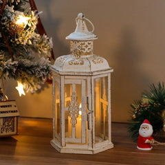 10 inch High Vintage Style Hanging Lantern Metal Candleholder