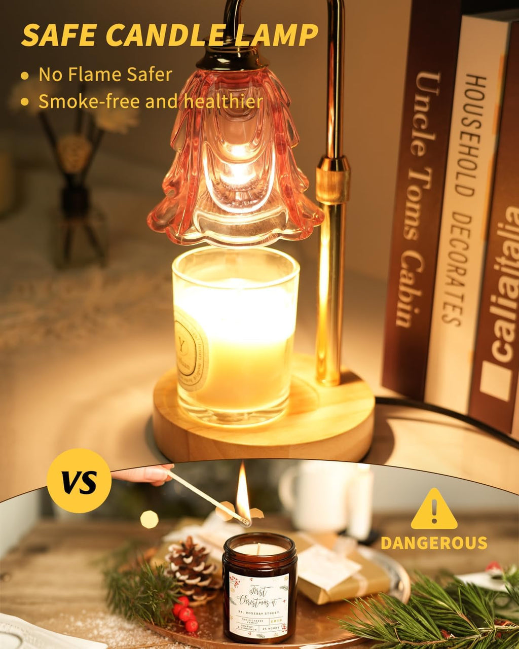Pink Multifunctional Candle Warmer Lamp Timer Dimmable-2