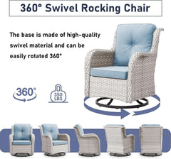 Comfortable 11 Piece Outdoor Furniture Set with Swivel Rockers-2