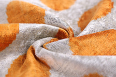 Luxury Handmade 16x16 Velvet Pillow – Gray & Gold Orange Polka Dot