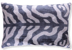 Handmade Velvet Pillow with insert – Blue-Gray Abstract Ikat, 16x24"