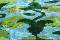 Green & Aqua Ikat Velvet Pillow – 16x16” | Handmade Silk Luxe
