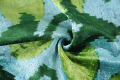 Green & Aqua Ikat Velvet Pillow – 16x16” | Handmade Silk Luxe