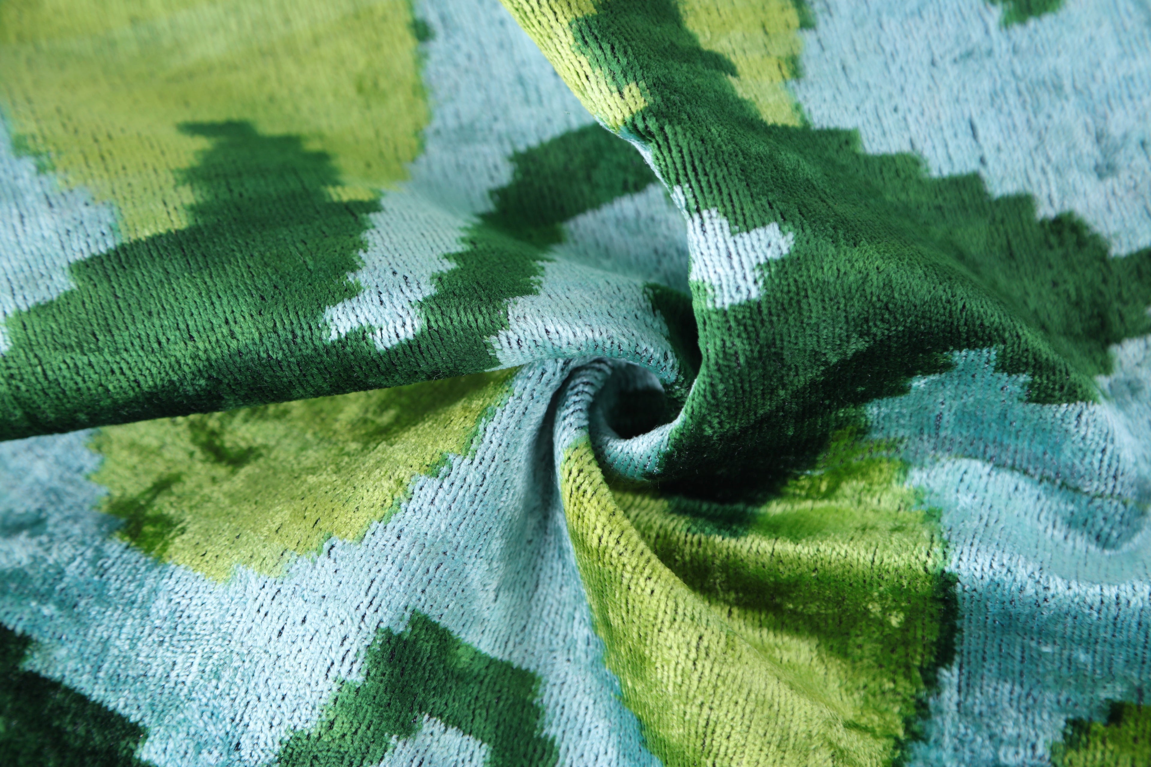 Green & Aqua Ikat Velvet Pillow – 16x16” | Handmade Silk Luxe