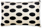 Handmade Velvet Throw Pillow – Black Polka Dot on Ivory (16x24)-3