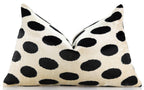 Handmade Velvet Throw Pillow – Black Polka Dot on Ivory (16x24)-0
