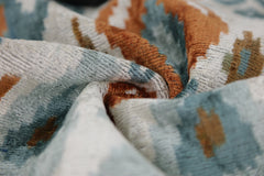 Luxury Blue Trellis Silk Velvet Throw Pillow | 16x24 Ikat Design Handmade in California