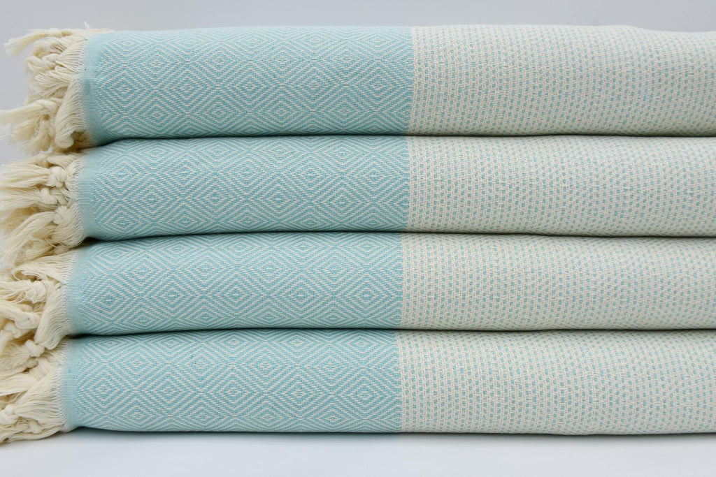 DOTTY DIAMOND TURQUOISE TURKISH TOWEL-2