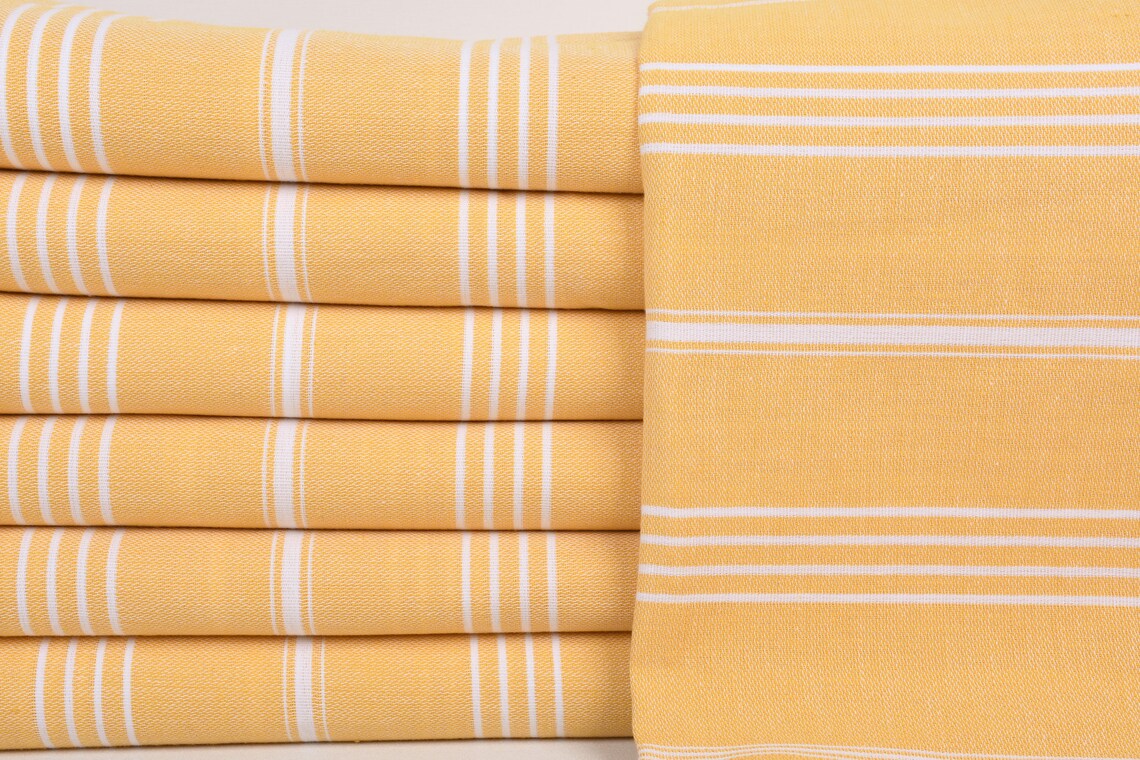 Mustard Monaco Turkish Towel – Lightweight Quick Dry Beach & Bath Towel, Luxury Turkish Cotton Spa Towel, Travel & Pool Towel-0