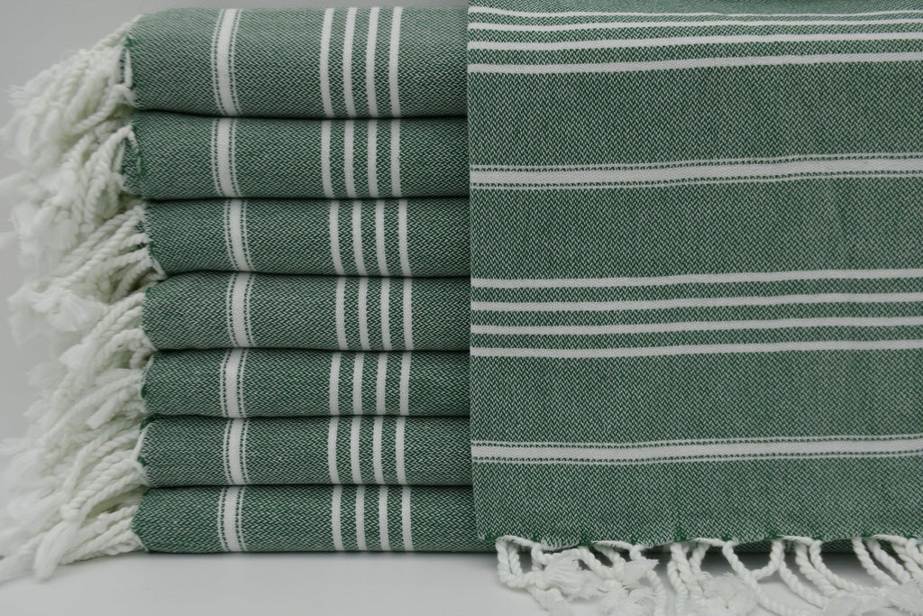 Dark Green Monaco Turkish Towel – Lightweight Quick Dry Beach & Bath Towel, Luxury Turkish Cotton Spa Towel, Travel & Pool Towel-0
